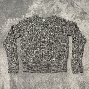 GAP Cable Knit Sweater Women's M Gray Marled Chunky Crewneck Cotton